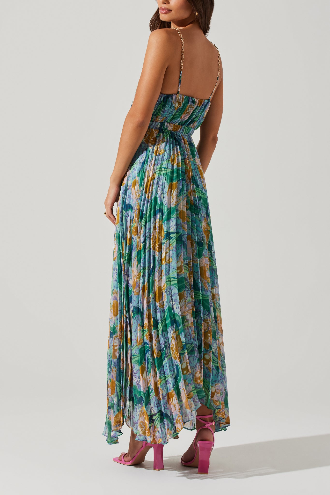 Delicata Floral Pleat Dress