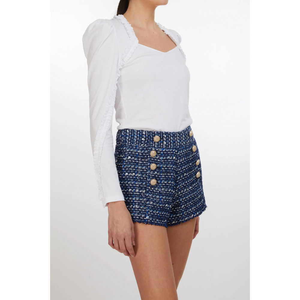 Moda Lumina Ruffle Trim Top