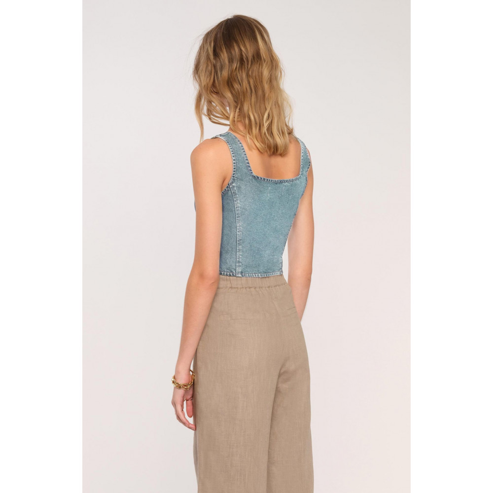 Organza Denim Top