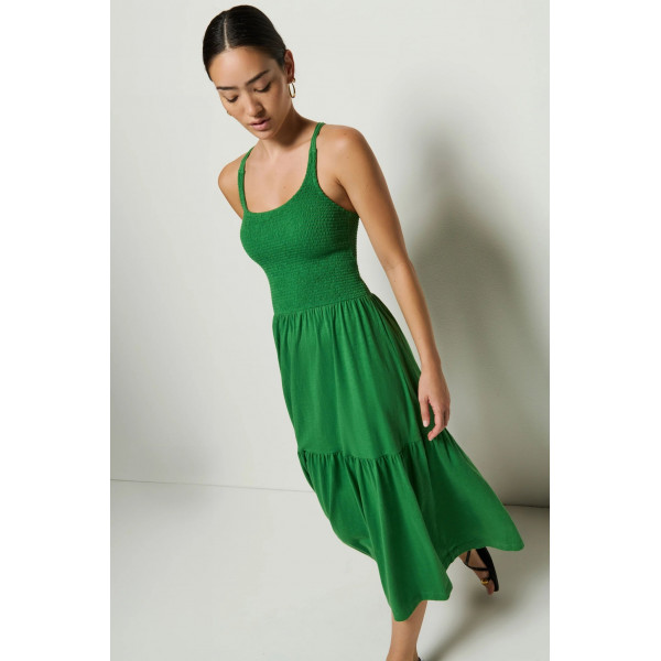 Flash Smocked Midi Dress