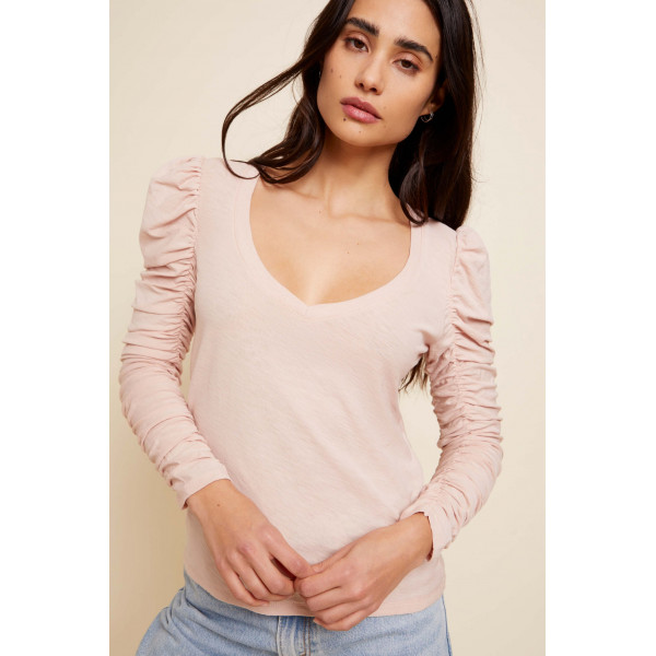 Luna Shirred V neck