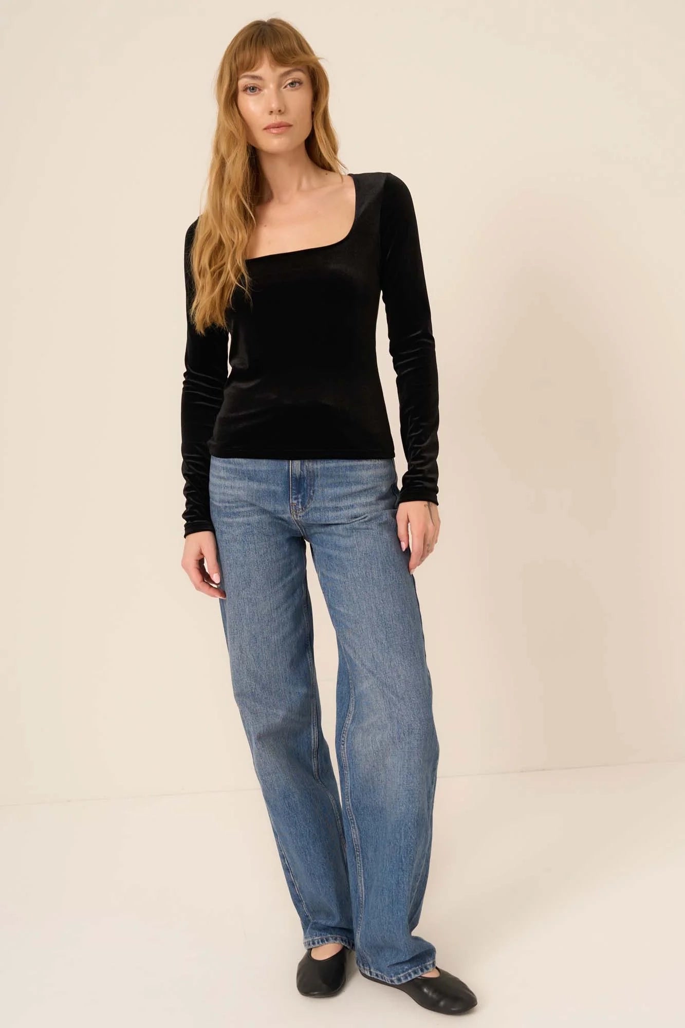 Lush Rush Come True Square Neck Velvet Long Sleeve