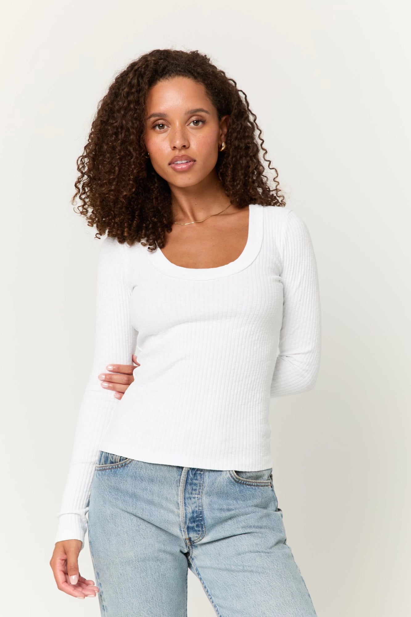 Shimmer Vibe Scoop Rib Long Sleeve