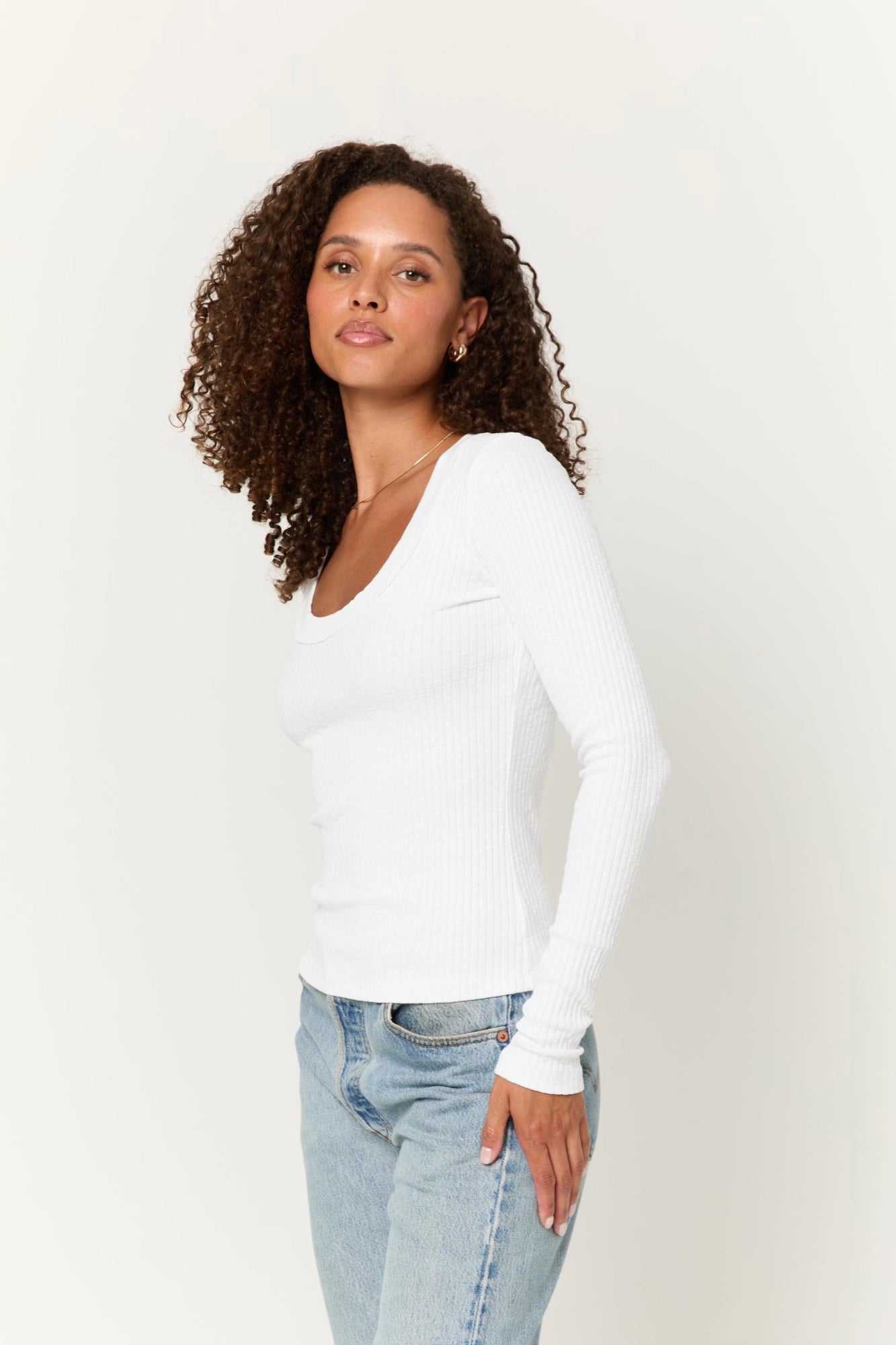 Shimmer Vibe Scoop Rib Long Sleeve